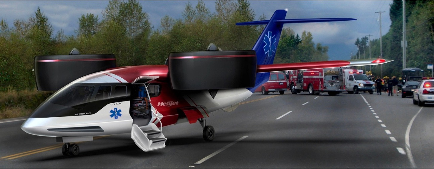 XTI TriFan VTOL aircraft in EMS air ambulance configuration